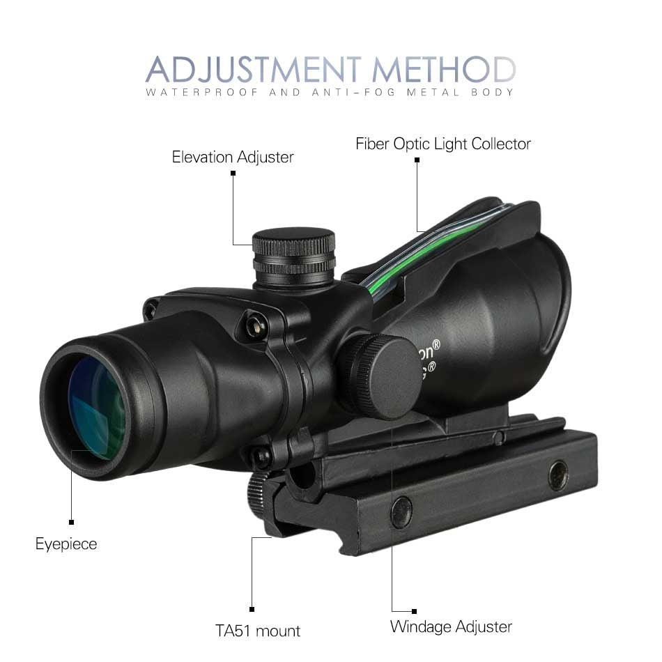 ACOG 4X32 Scope Sight Real Fiber Optics Green/Red Illuminated Crosshair Hunting Riflescopes