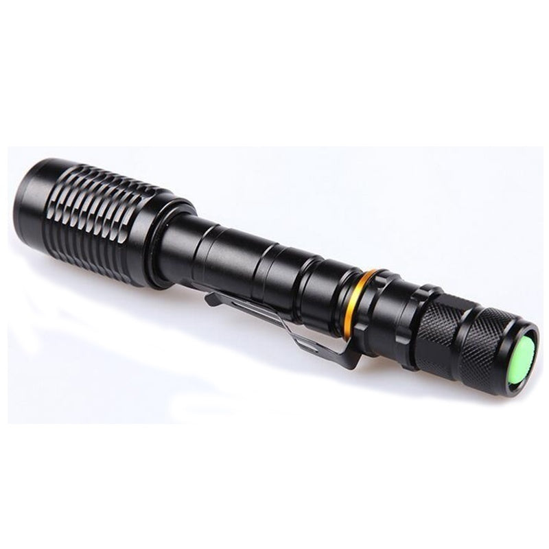 Ultra Bright 20CM Lengthen LED LED 10000LM Torches Zoomable Tactical LED Flashlight Lamp+18650 Battery*2+charger Full Set(Color:black)