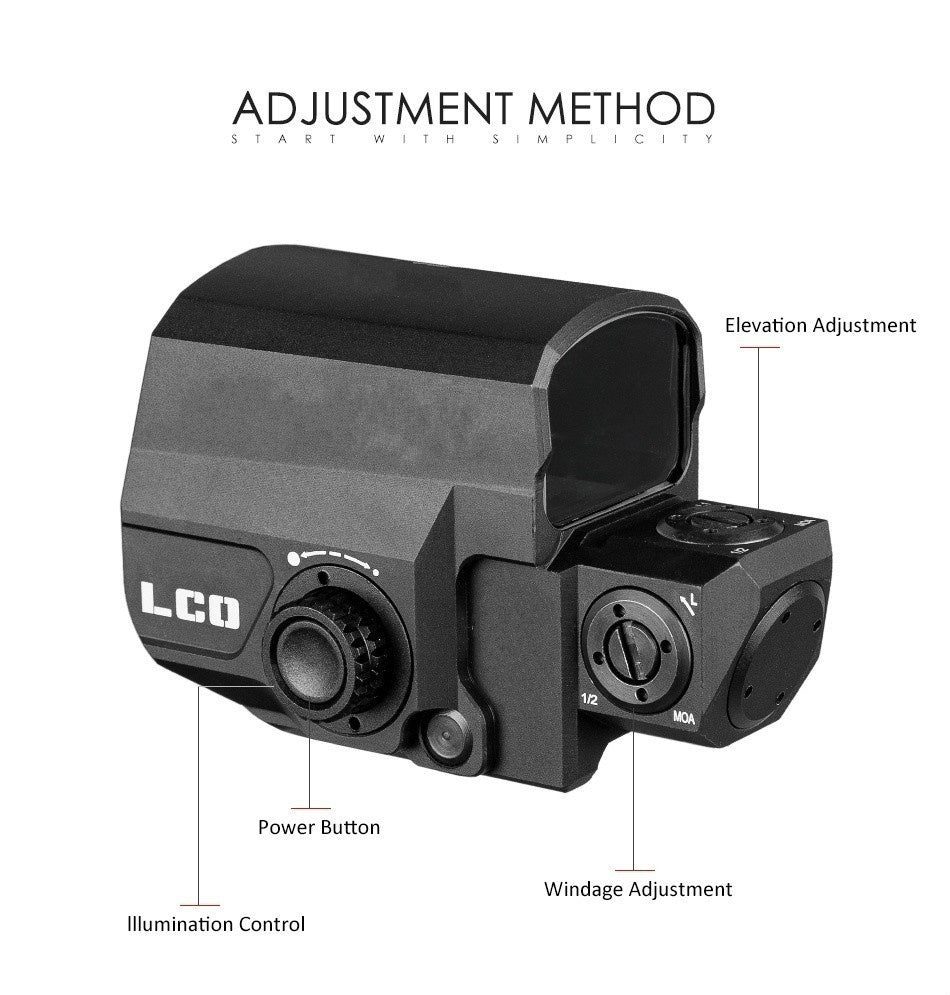 LCO Tactical Red Dot Sight Rifle Scope Hunting Scopes Reflex Sight Fit 20mm Rail Mount Holographic Sight